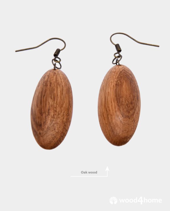 carved wooden earrings dangle ecofriendly jewelry from oak wood