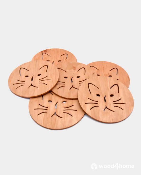 cat lovers gift coasters wooden