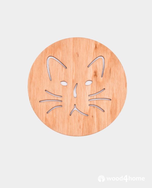 wooden coaster cat