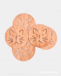 coasters wooden cat