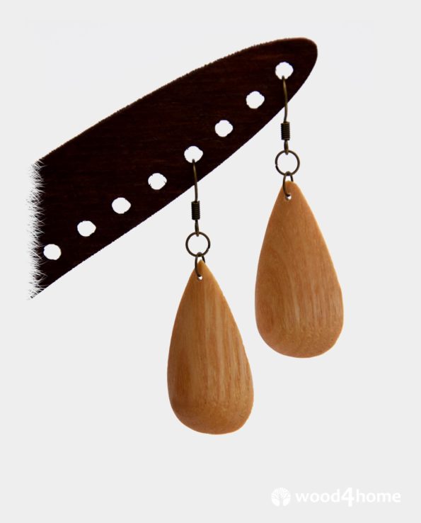 handmade wooden earrings drop shape wood jewelry