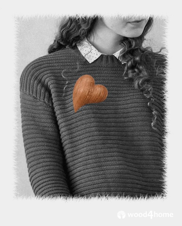 heart brooch wooden