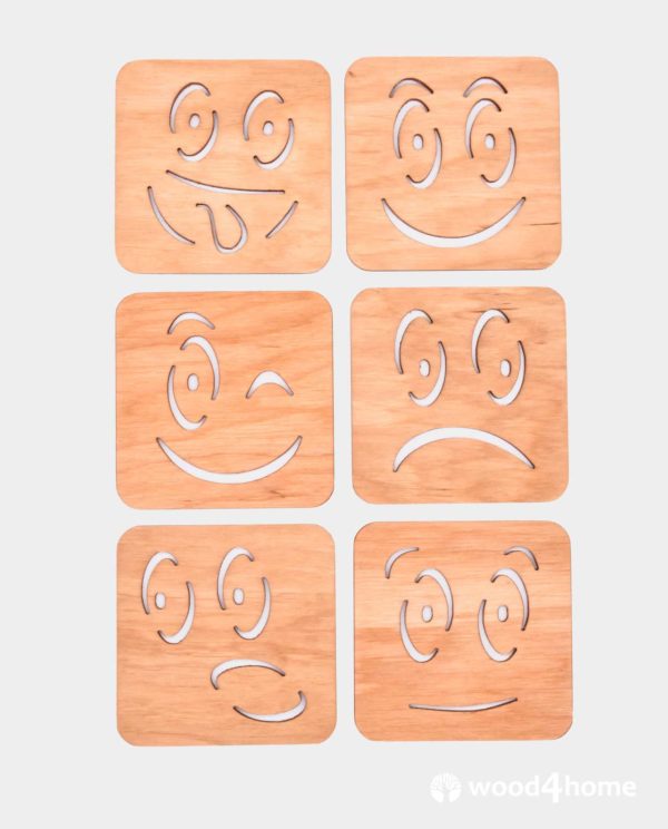 set coaster wooden smile
