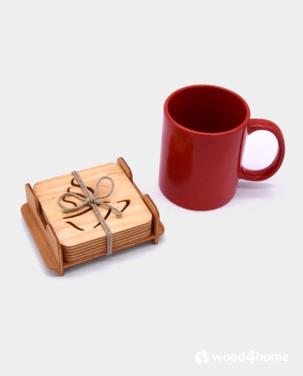 wooden coasters with holder office gift